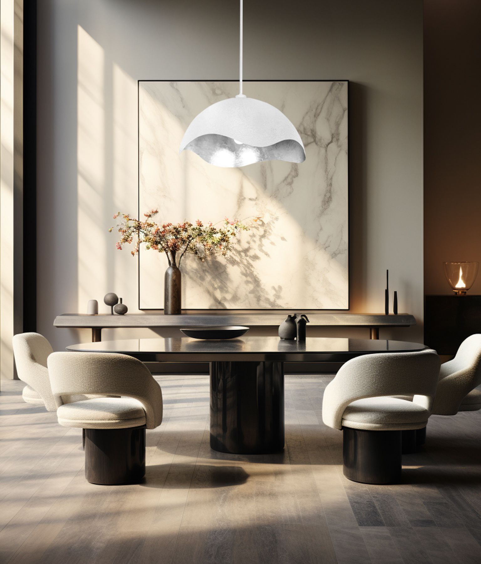 Image 3 George Kovacs Eclos 1-Light 23.88-in Texture White with Silver Leaf Pendant more views