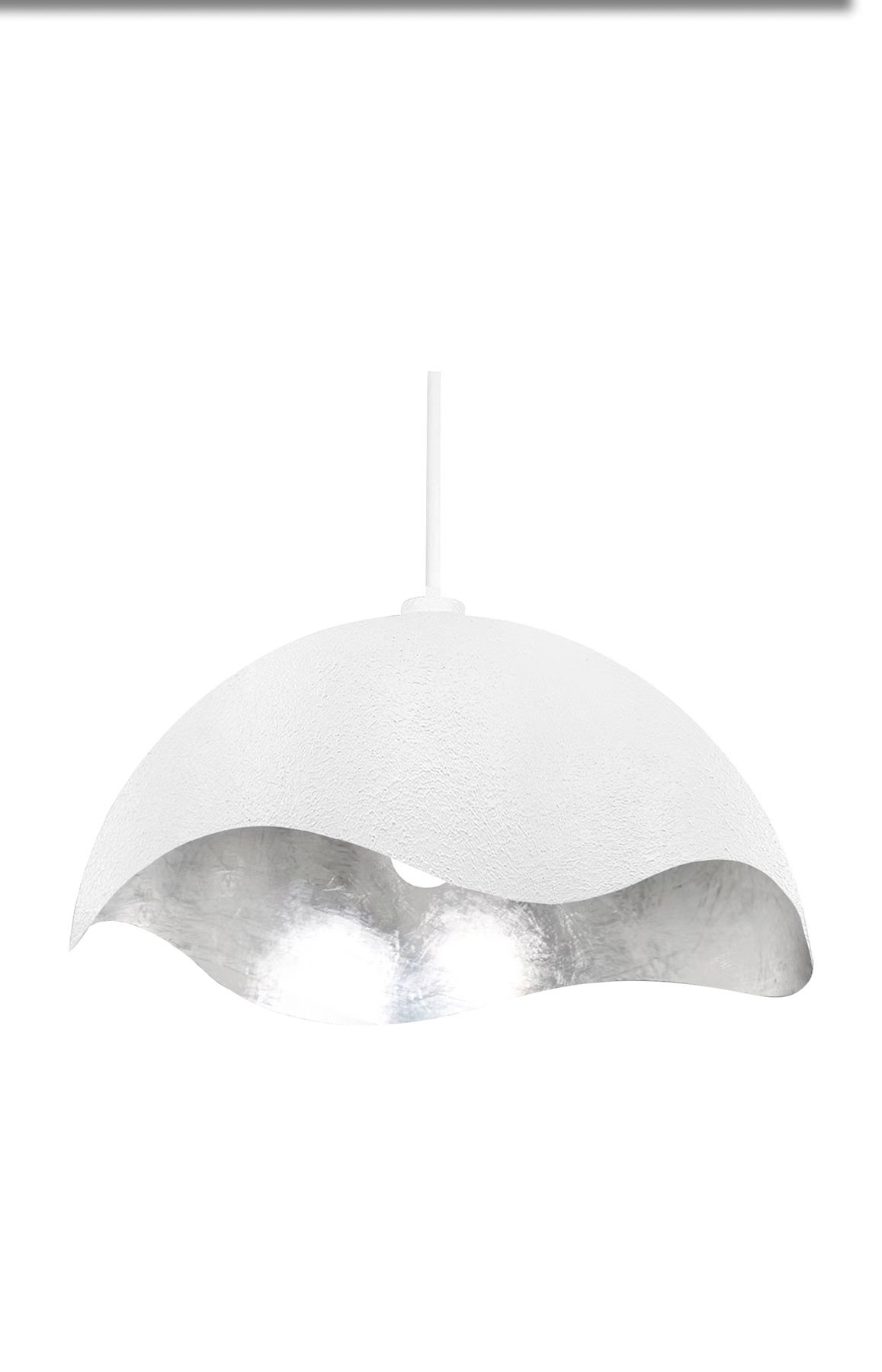 George Kovacs Eclos 1-Light 23.88-in Texture White with Silver Leaf Pendant