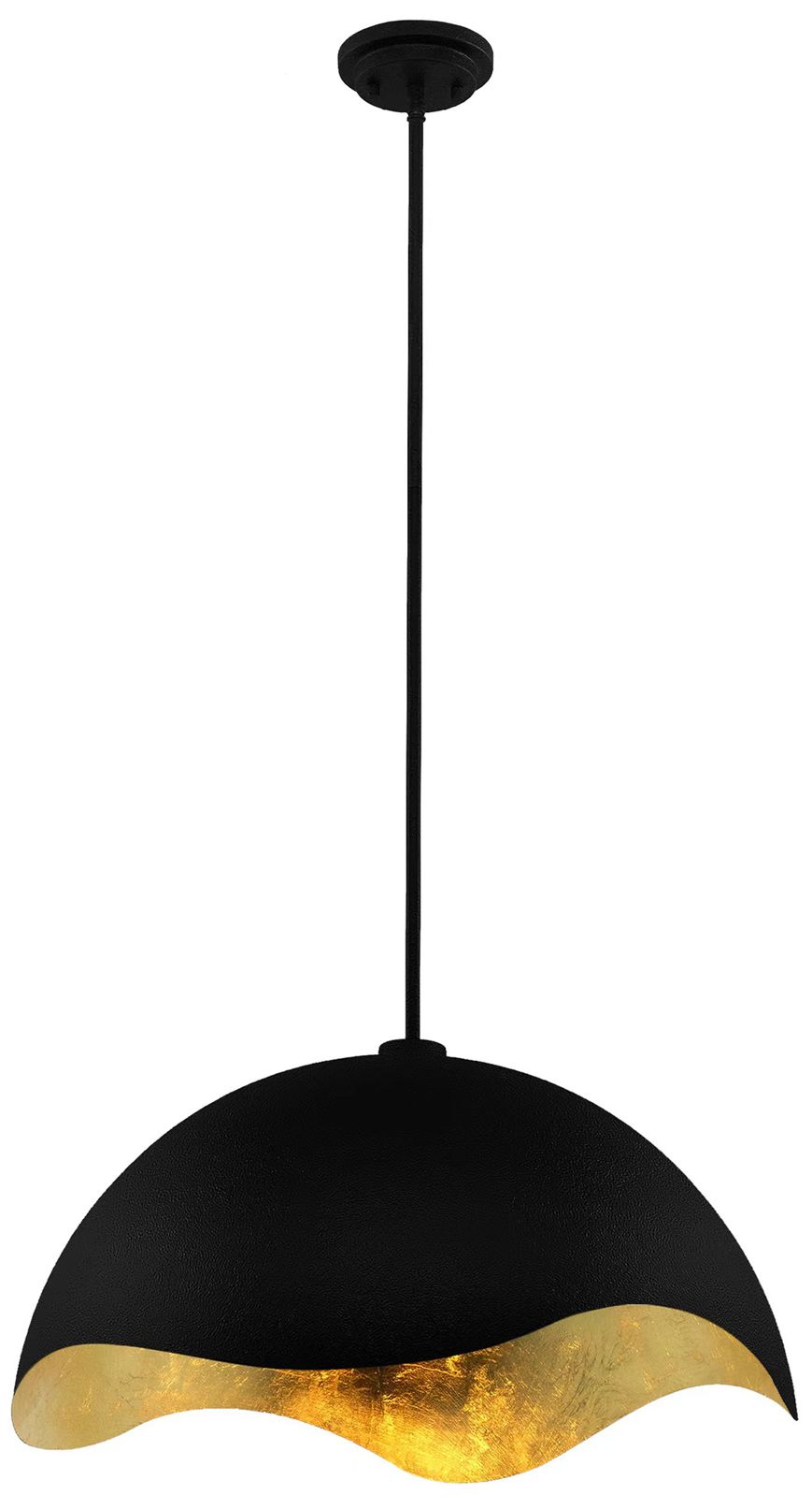 Image 4 George Kovacs Eclos 1-Light 23.88-inch Sand Black with Gold Leaf Pendant more views