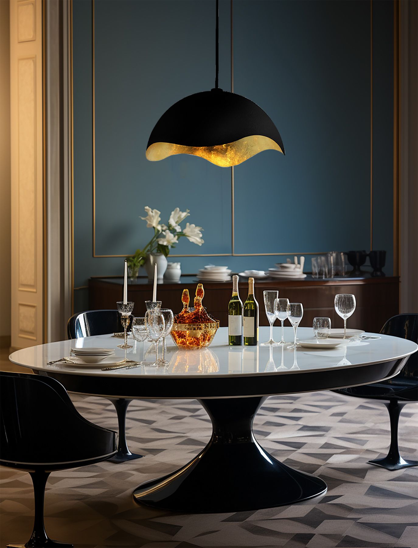 Image 5 George Kovacs Eclos 1-Light 23.88-inch Sand Black with Gold Leaf Pendant more views