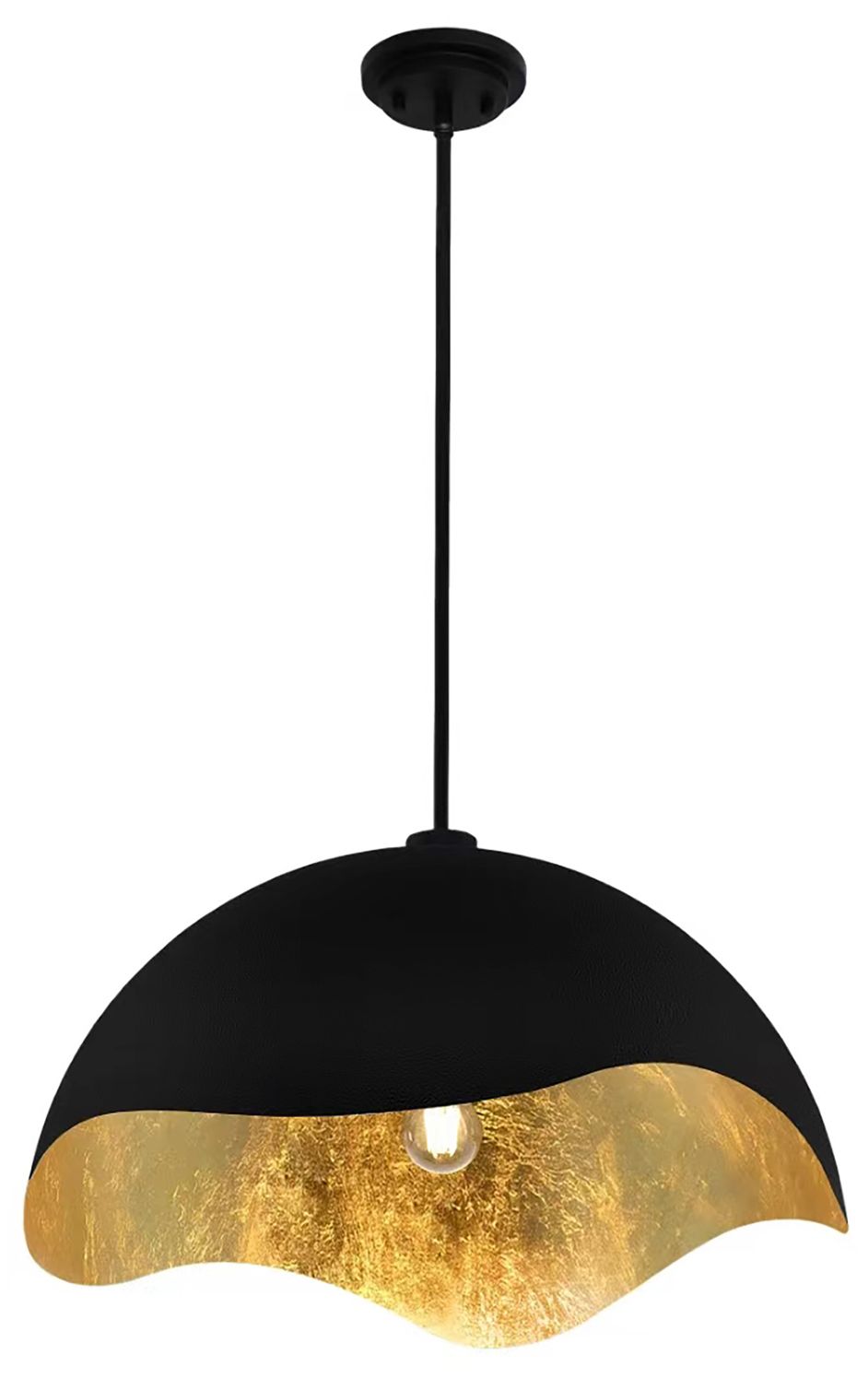 Image 6 George Kovacs Eclos 1-Light 23.88-inch Sand Black with Gold Leaf Pendant more views
