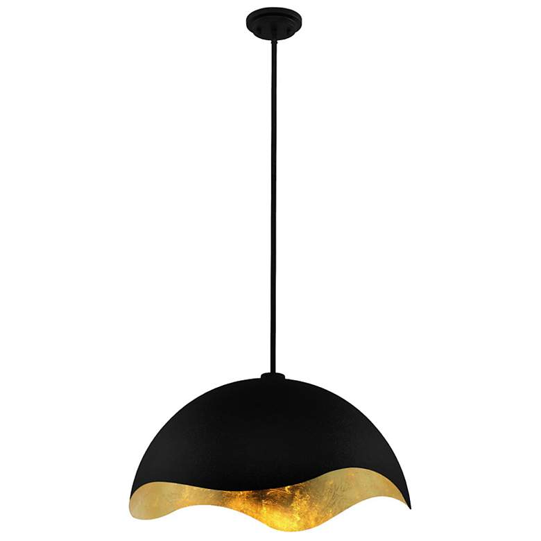 Image 4 George Kovacs Eclos 1-Light Sand Black with Gold Leaf Pendant more views
