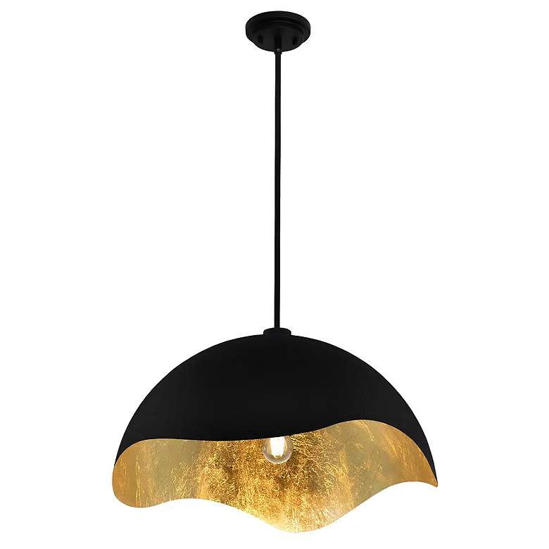 Image 6 George Kovacs Eclos 1-Light Sand Black with Gold Leaf Pendant more views