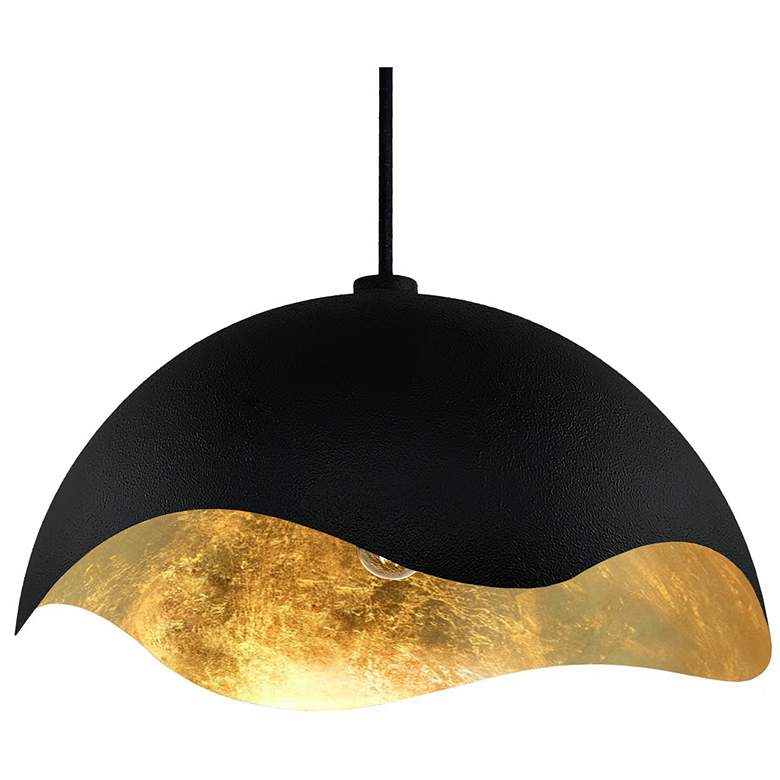 Image 7 George Kovacs Eclos 1-Light Sand Black with Gold Leaf Pendant more views