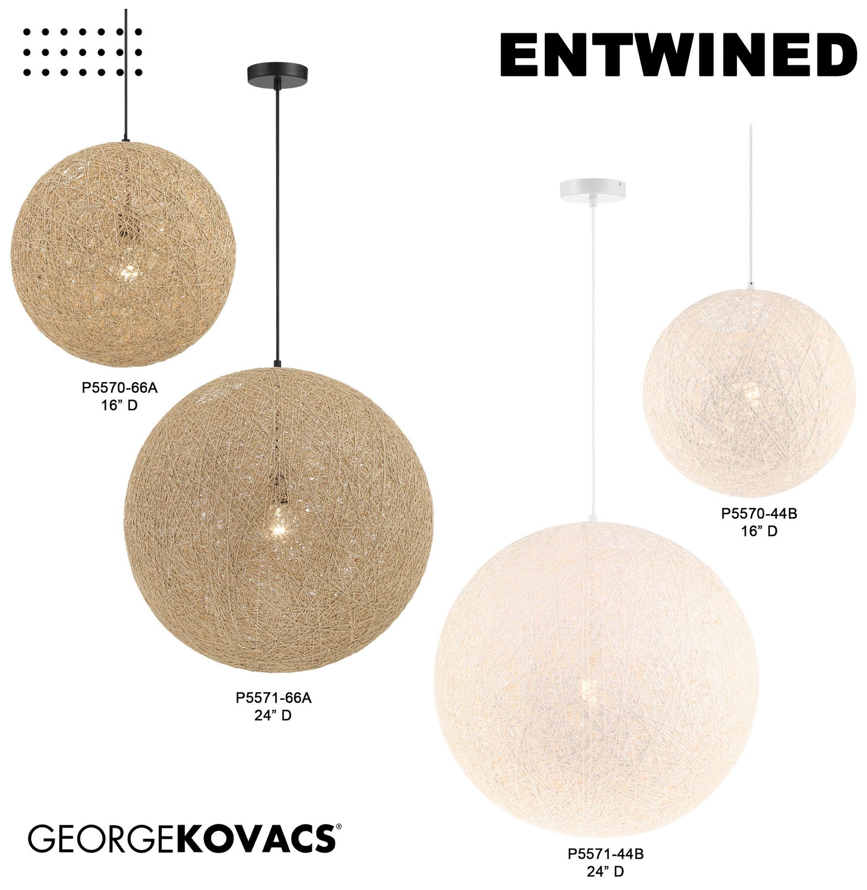 George Kovacs Entwined 1-Light Black Pendant Light