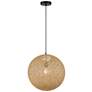 George Kovacs Entwined 1-Light Black Pendant with Natural Rattan Shade