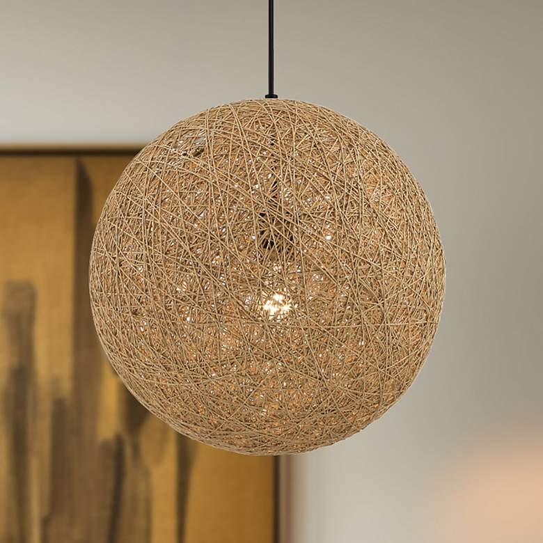 Image 1 George Kovacs Entwined 16" Wide Modern Natural Rattan Globe Pendant