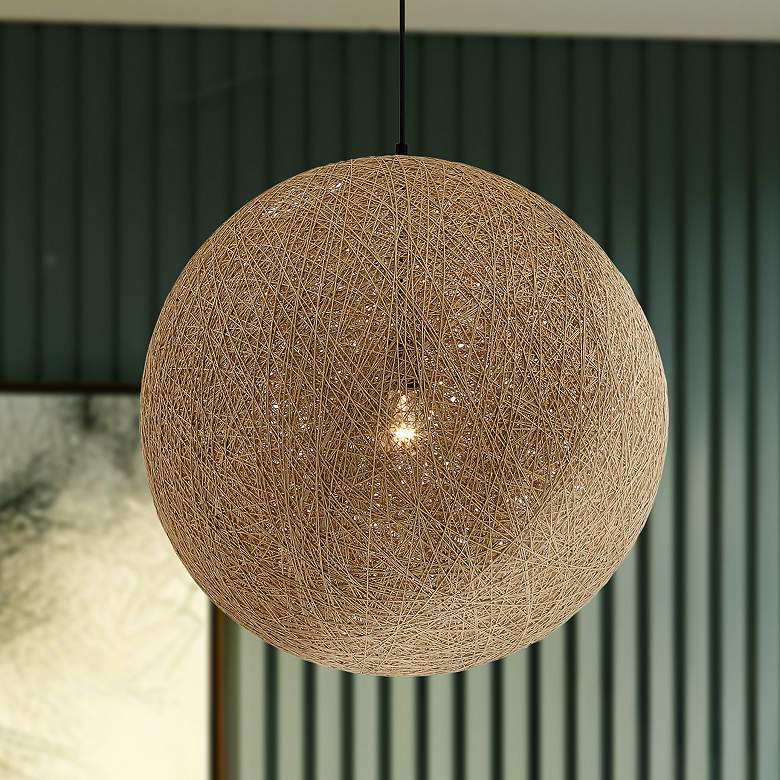 Image 1 George Kovacs Entwined 24" Wide Modern Natural Rattan Globe Pendant