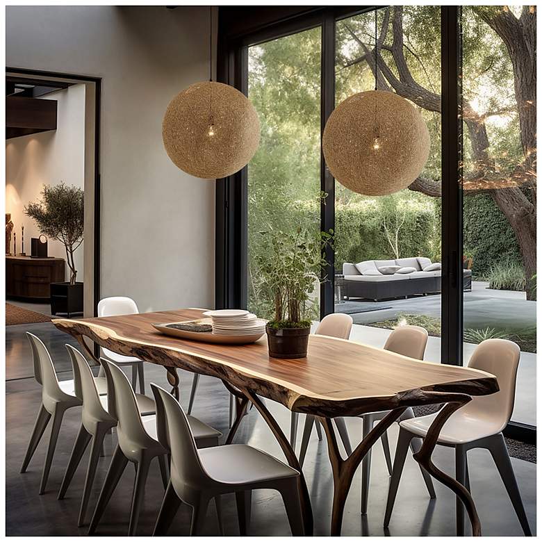 Image 4 George Kovacs Entwined 24" Wide Modern Natural Rattan Globe Pendant more views