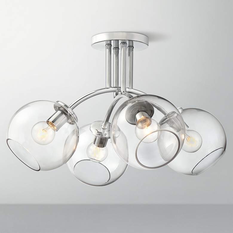 Image 1 George Kovacs Exposed 19 1/4 inch Wide Chrome Ceiling Light