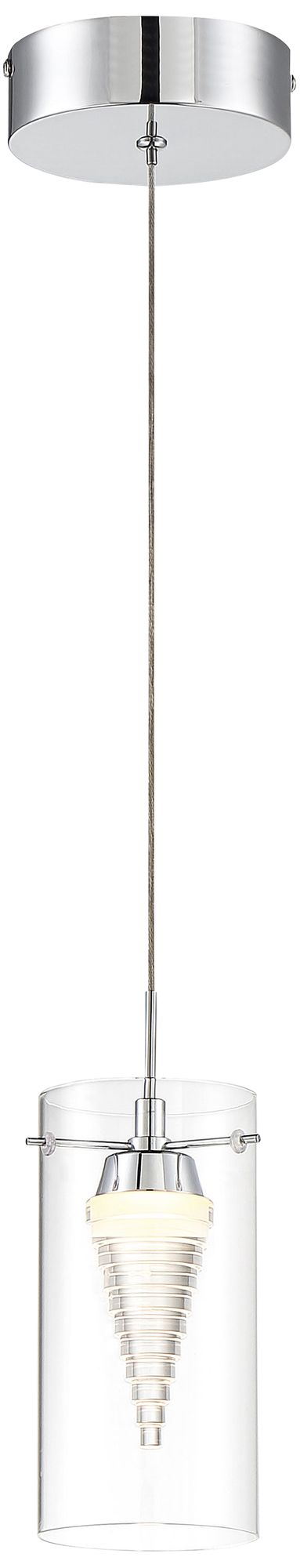 Image 2 George Kovacs Funnel Cloud LED Chrome Mini-Pendant with Glass Shade