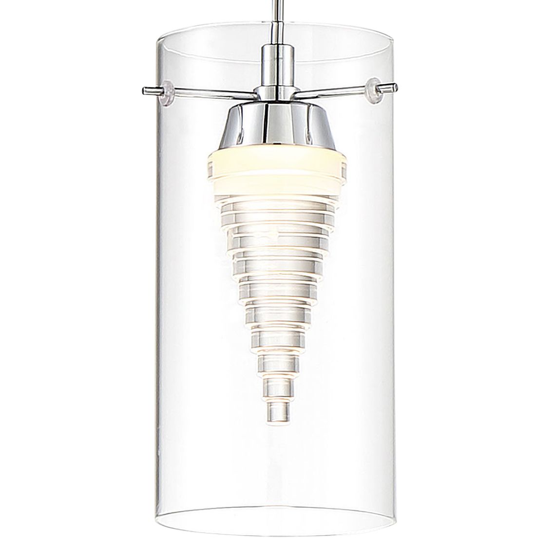 Image 3 George Kovacs Funnel Cloud LED Chrome Mini-Pendant with Glass Shade more views