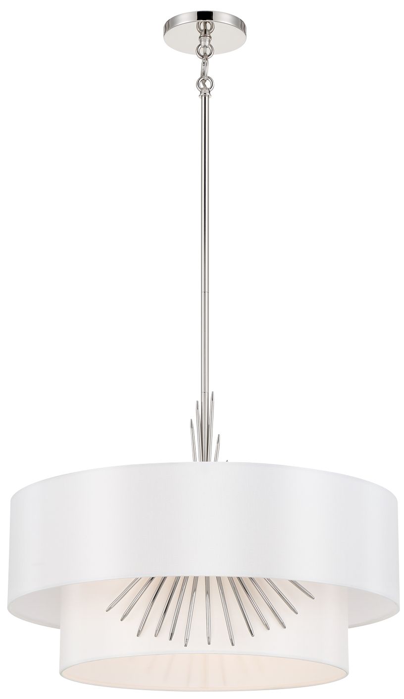 George Kovacs Gramercy 3-Light Polish Nickel Pendant with White Silk Shade