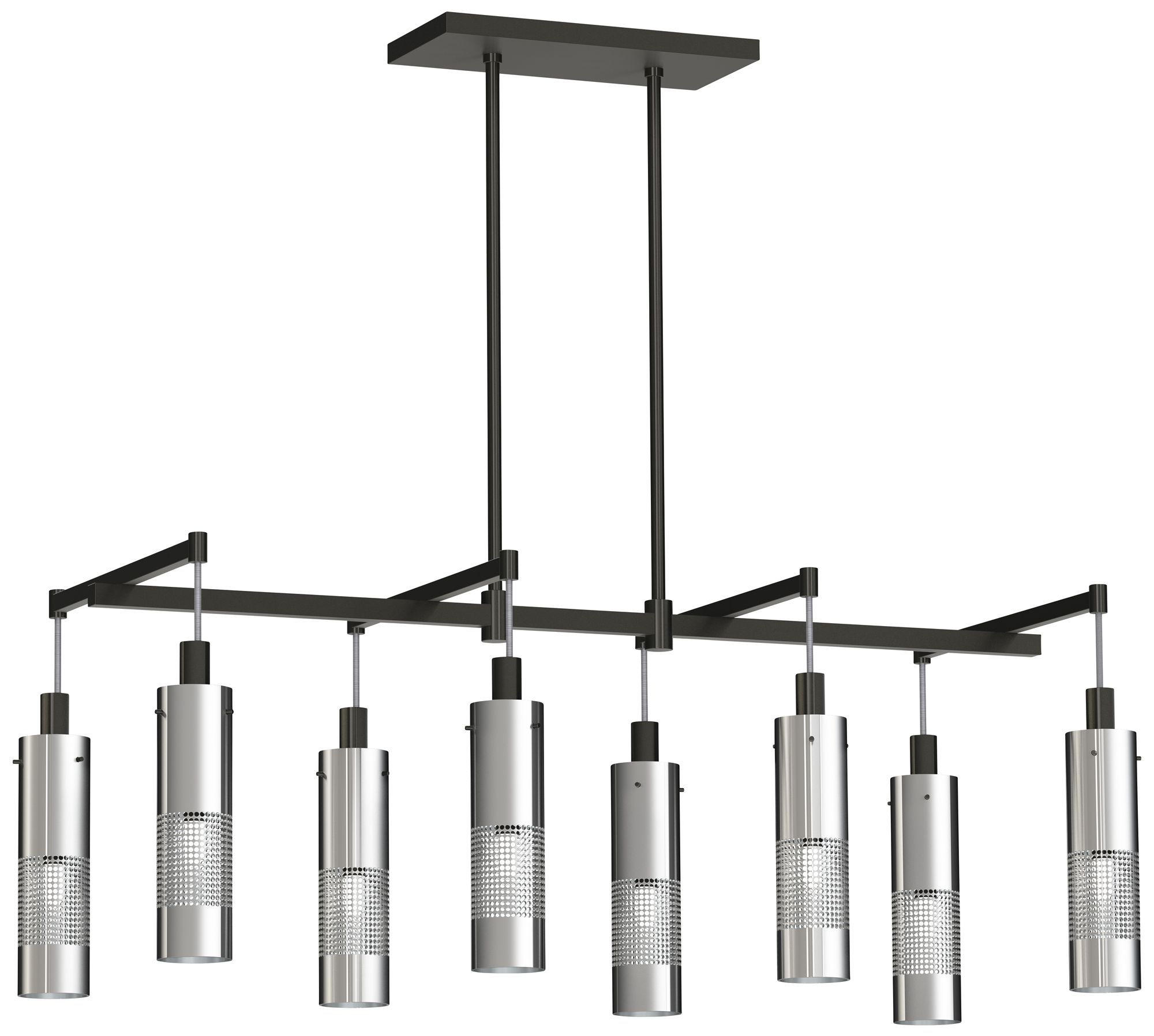 George Kovacs Grid-3 8-Light Black and Brushed Nickel Island Chandelier