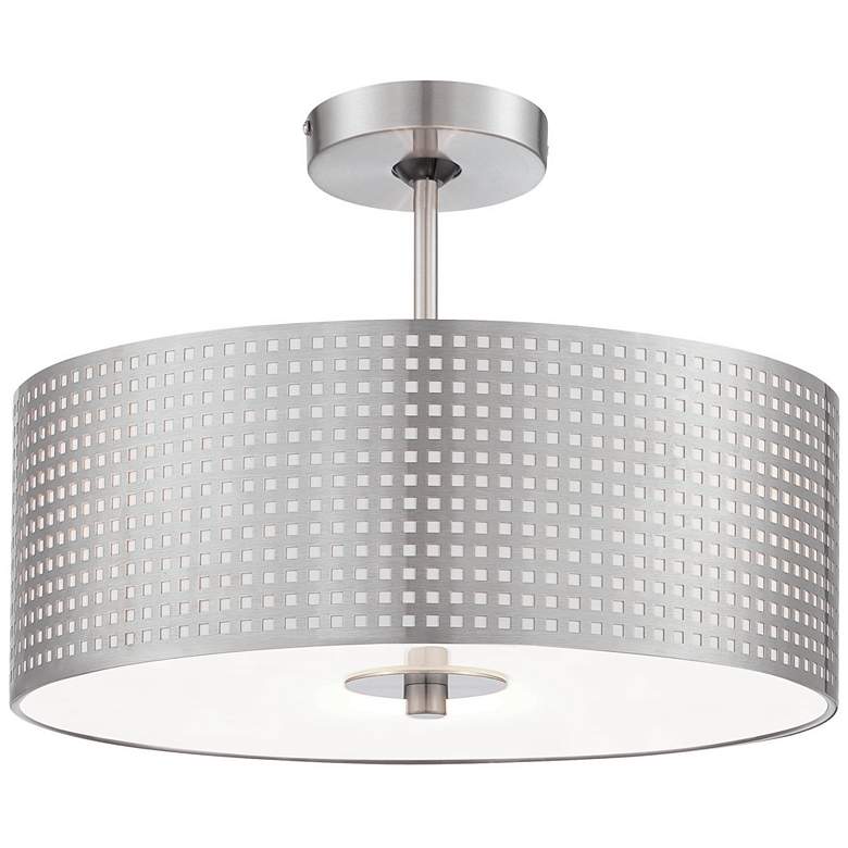 Image 1 George Kovacs Grid 3-Light Brushed Nickel Semi Flush