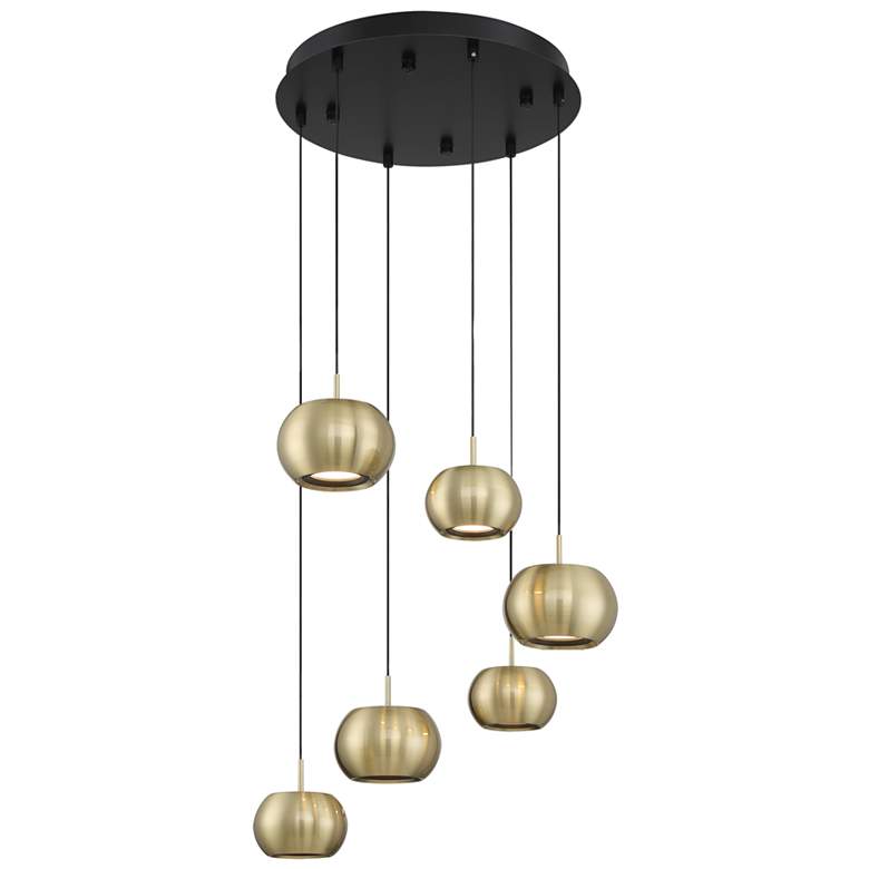 Image 1 George Kovacs Halo 17 inch Wide LED Coal Brushed Gold Multi-Light Pendant