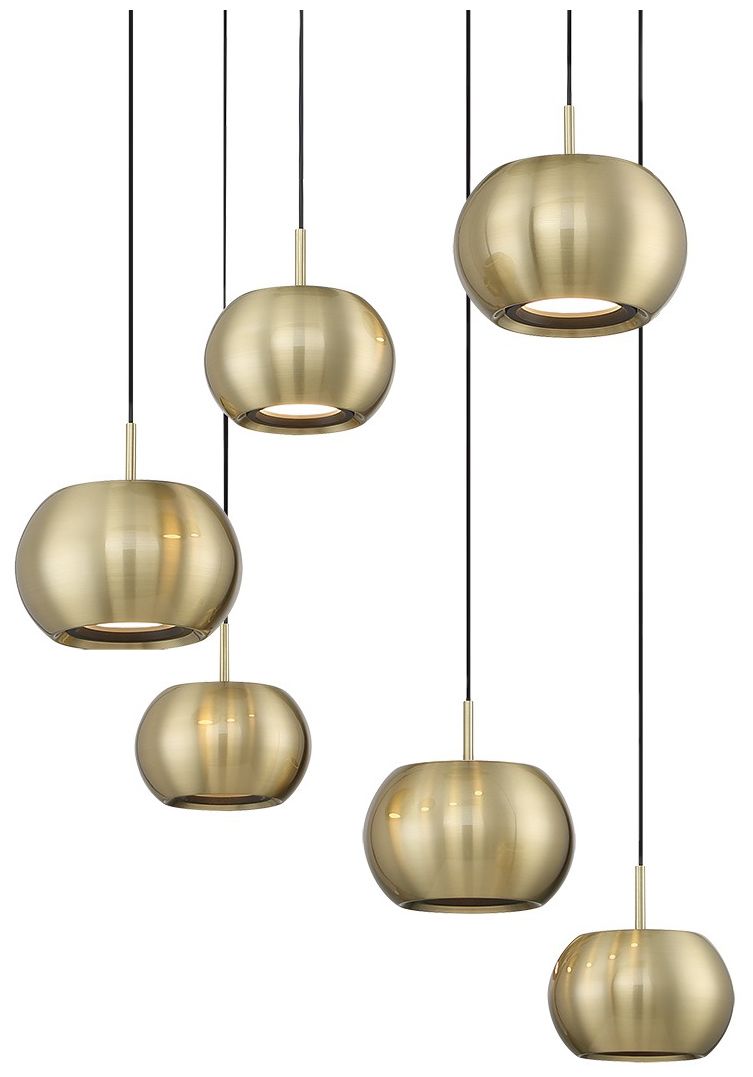 Image 2 George Kovacs Halo 17" Wide LED Coal Brushed Gold Multi-Light Pendant more views