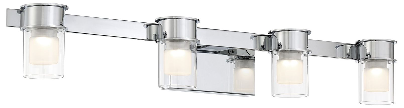 George Kovacs Herald Square LED 30-in Chrome Vanity Light with Glass Shade