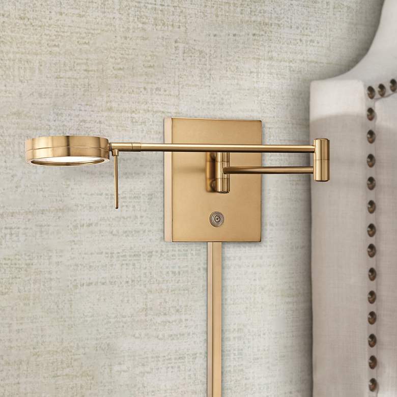 Image 1 George Kovacs Honey Gold LED Swing Arm Modern Plug-In Wall Lamp