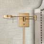 1_George Kovacs Honey Gold LED Swing Arm Modern Plug-In Wall Lamp