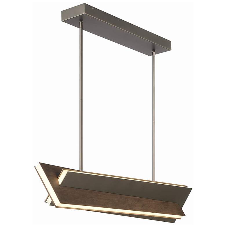 Image 1 George Kovacs Intersezioni LED 1-Light Iron and Walnut Island Chandelier