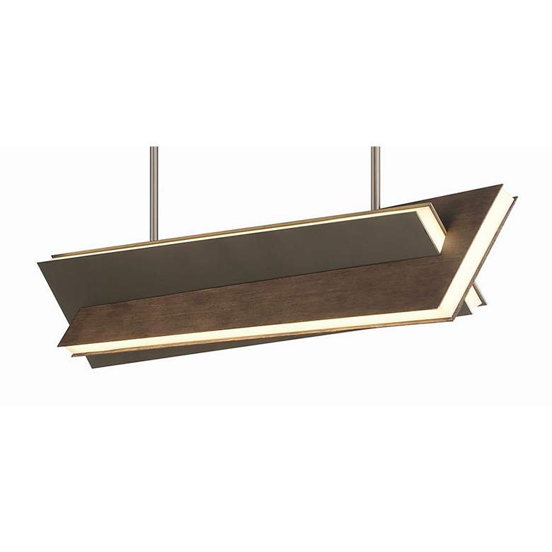 Image 2 George Kovacs Intersezioni LED 1-Light Iron and Walnut Island Chandelier more views