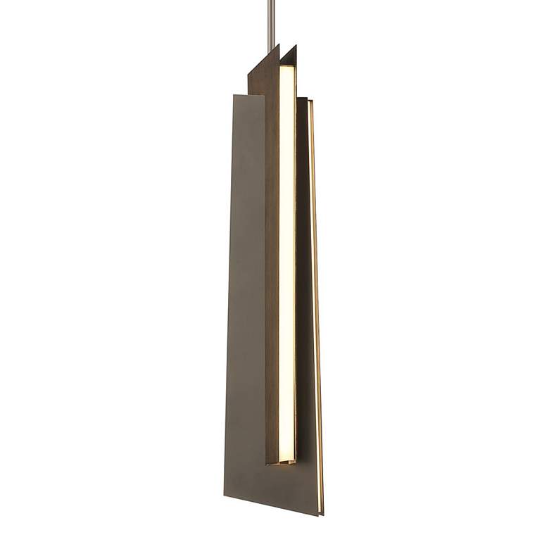 Image 2 George Kovacs Intersezioni LED 1-Light Iron and Walnut Mini-Pendant more views