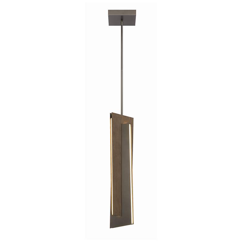 Image 6 George Kovacs Intersezioni LED 1-Light Iron and Walnut Mini-Pendant more views