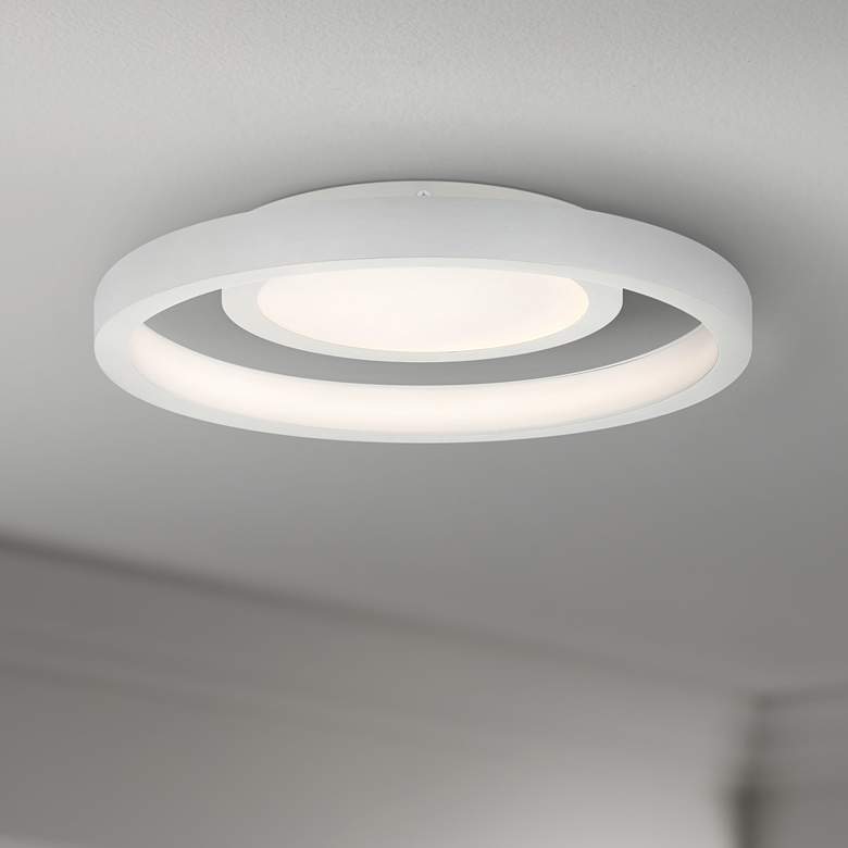 Image 1 George Kovacs Knock Out 14" Wide White LED Modern Ceiling Light