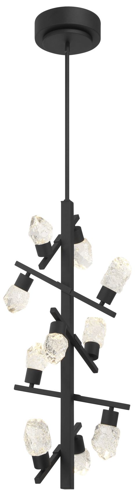 George Kovacs Kosmyc LED 14.5-in Sand Black Pendant with Clear Rock Crystal