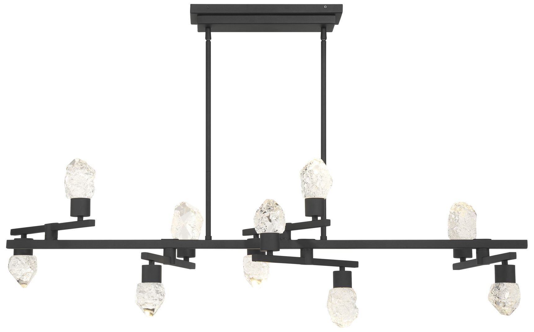 George Kovacs Kosmyc LED Sand Black Linear Chandelier with Clear Crystal