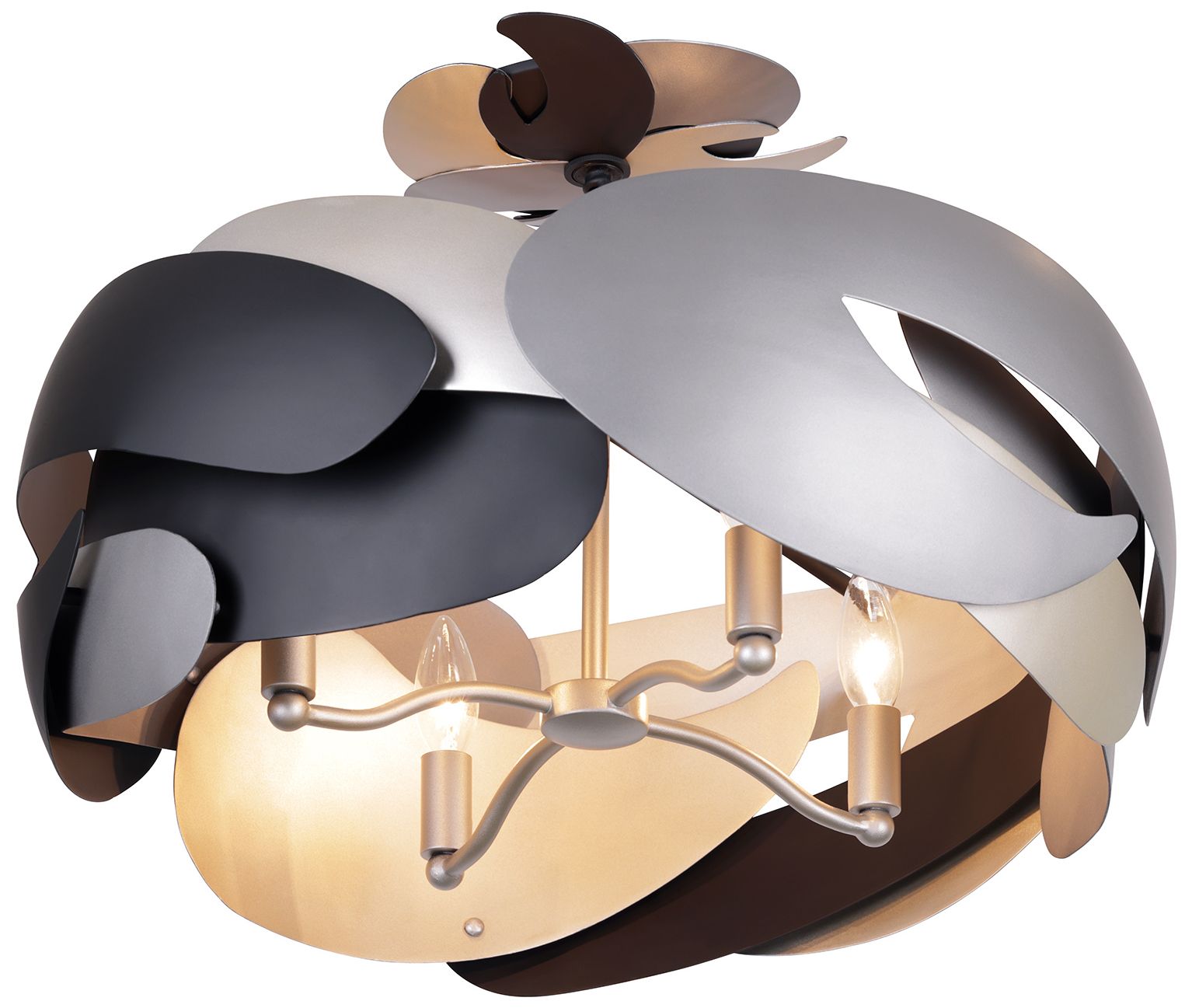 Image 3 George Kovacs Metalo Misto 4-Light Black and Silver Semi Flush with Shade more views