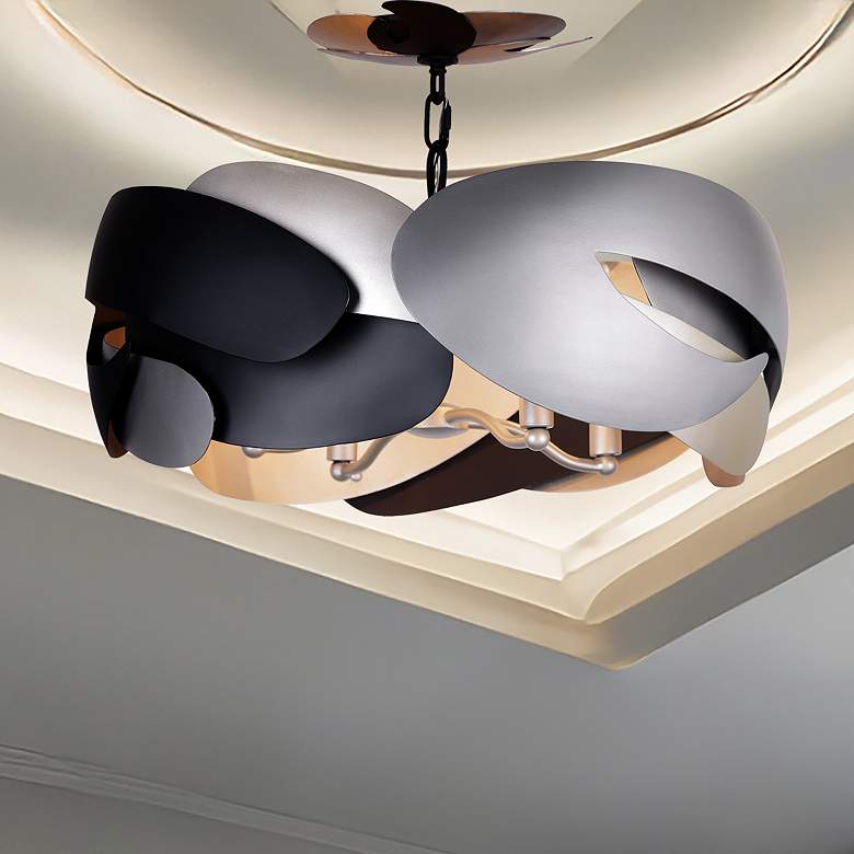 Image 1 George Kovacs Metalo Misto 4-Light Black Semi Flush Mount with Metal Shade
