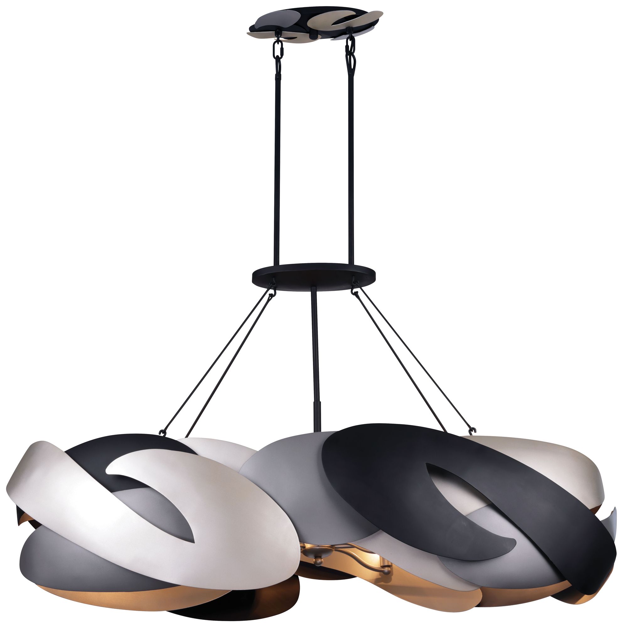 George Kovacs Metalo Misto 6-Light Black and Silver Linear Chandelier