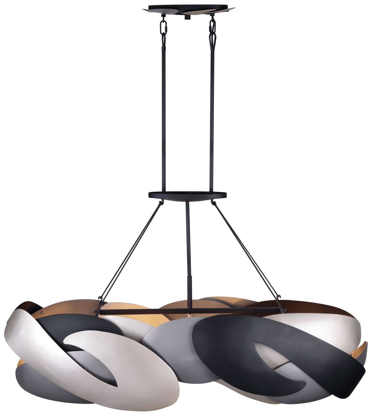 Image 3 George Kovacs Metalo Misto 6-Light Black and Silver Linear Chandelier more views