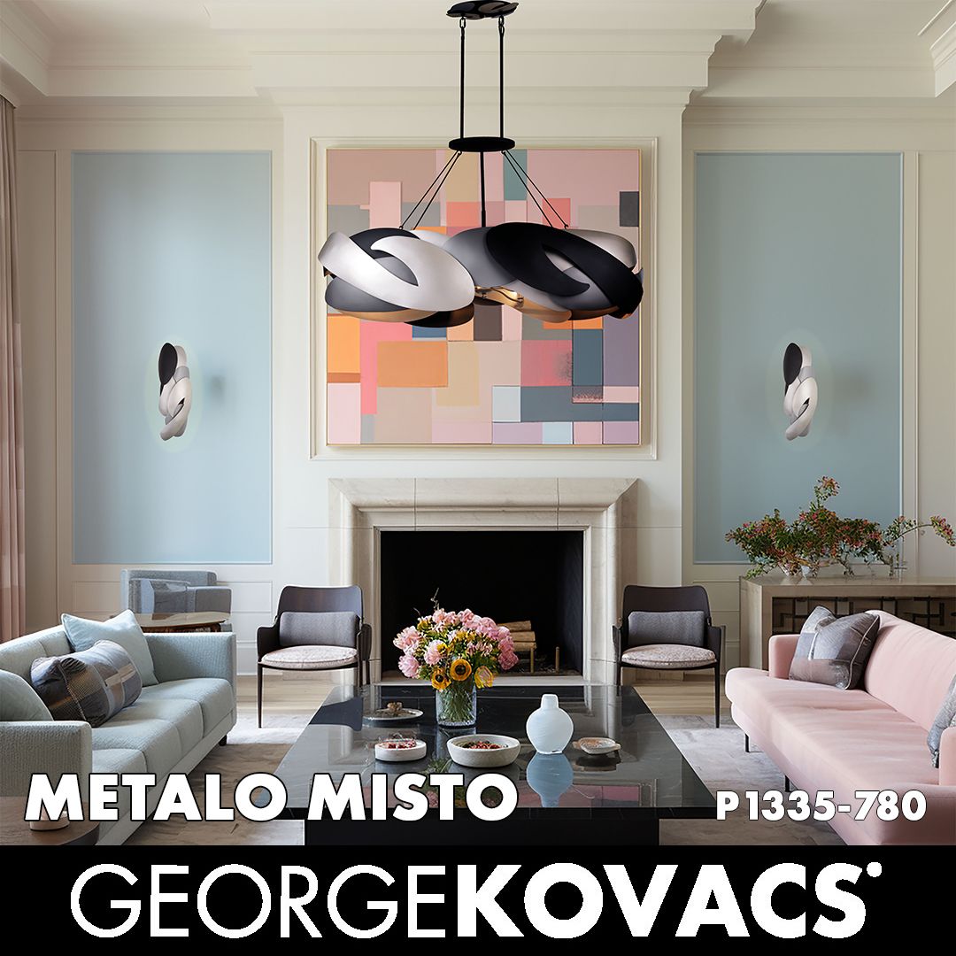 Image 7 George Kovacs Metalo Misto 6-Light Black and Silver Linear Chandelier more views