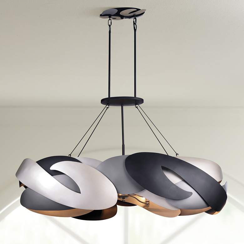 Image 1 George Kovacs Metalo Misto 6-Light Black with Atlas and Island Chandelier