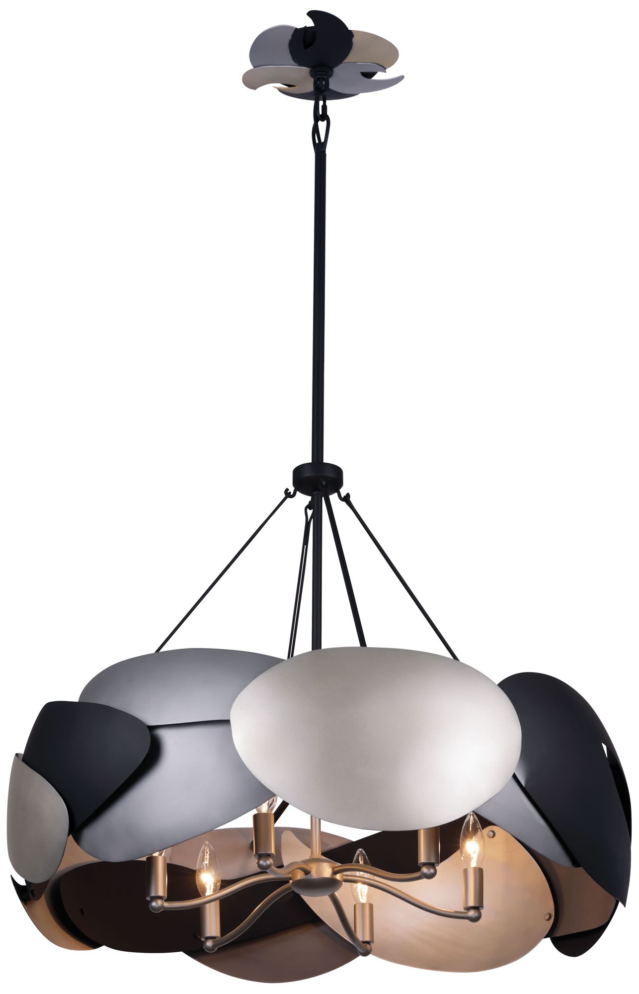 Image 2 George Kovacs Metalo Misto 6-Light Coal Black with Atlas and Sliver Pendant