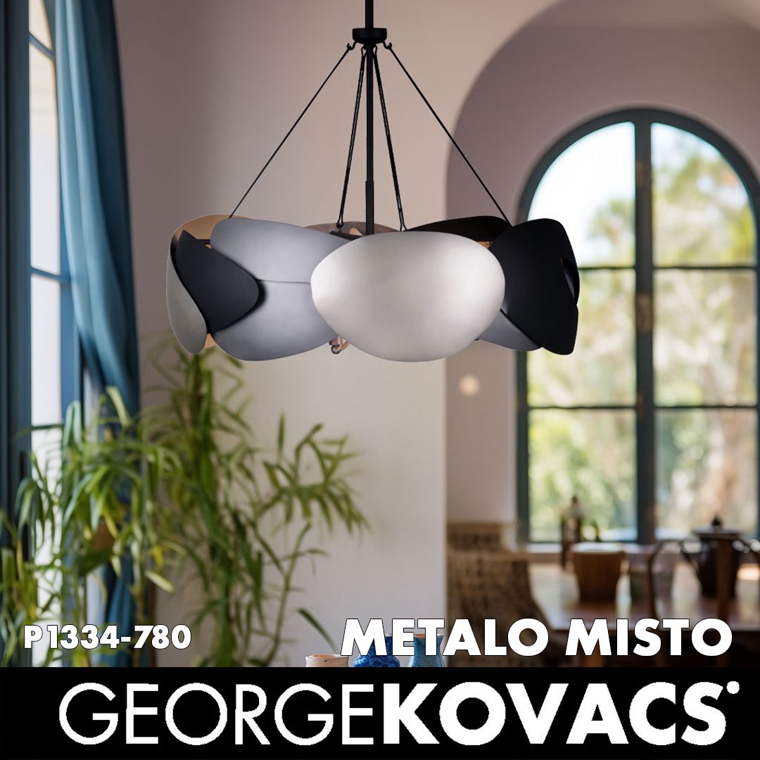 Image 6 George Kovacs Metalo Misto 6-Light Coal Black with Atlas and Sliver Pendant more views
