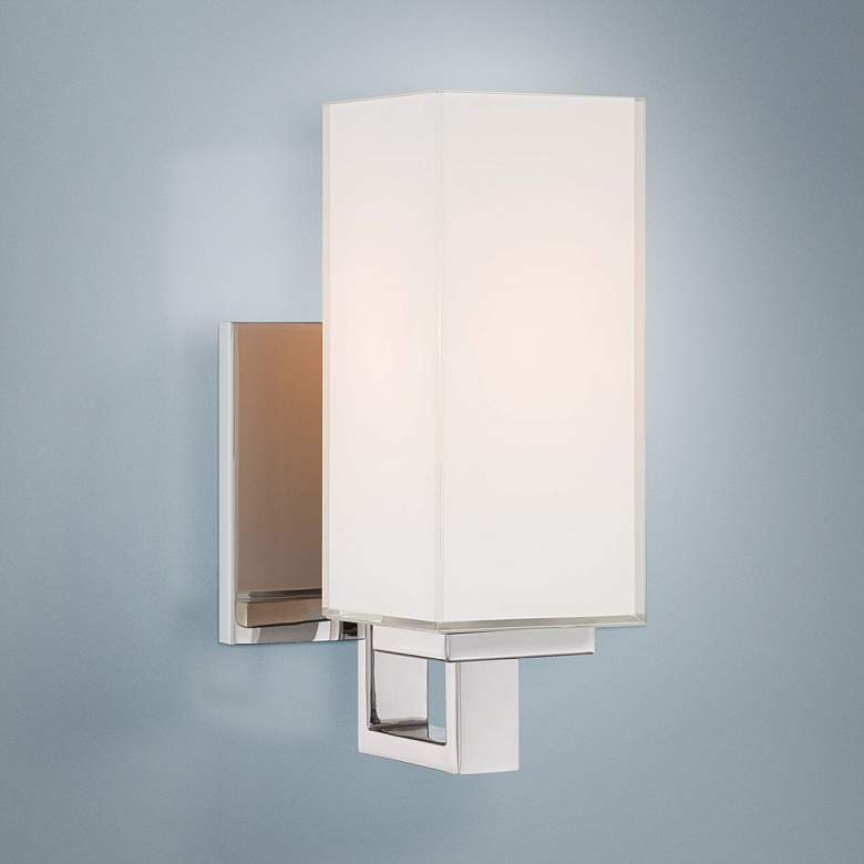 Image 1 George Kovacs Mitered Glass 4 1/2" Polish Nickel Wall Sconce