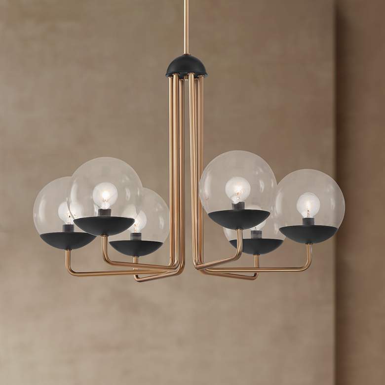 Image 1 George Kovacs Outer Limits 20 inch Wide Painted Bronze 6-Light Chandelier