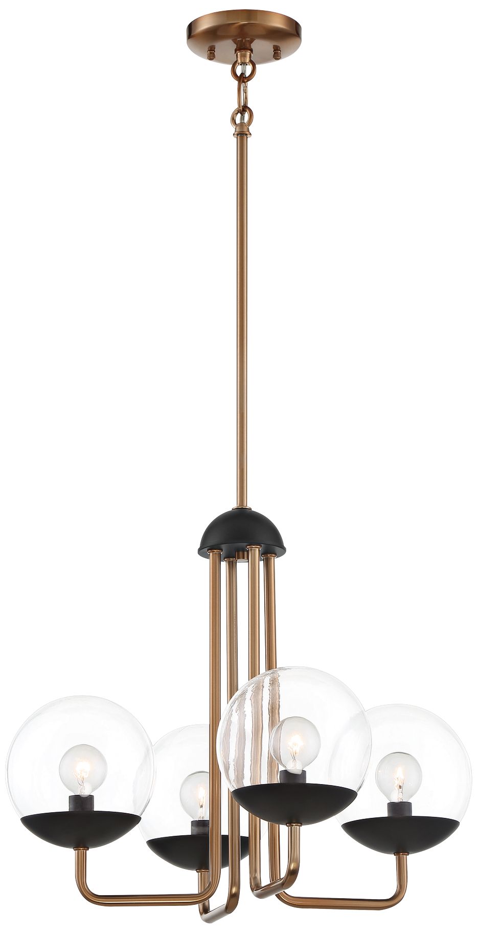 Image 2 George Kovacs Outer Limits 4-Light Painted Bronze Chandelier with Shades