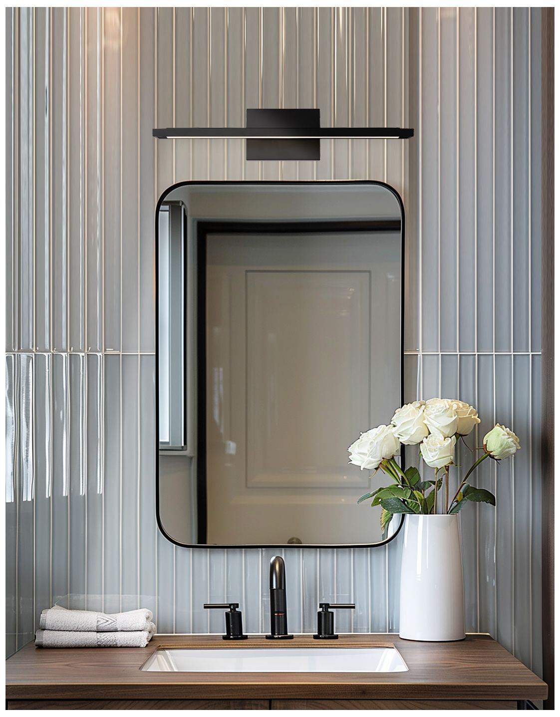 Image 2 George Kovacs Parallel 1-Light Black Vanity with Frosted Acrylic Shade more views