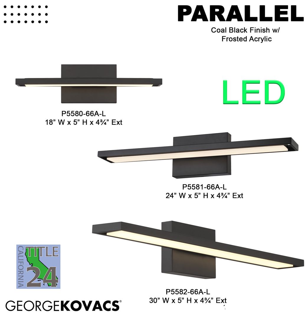 George Kovacs Parallel 1-Light Black Vanity with Frosted Acrylic Shade