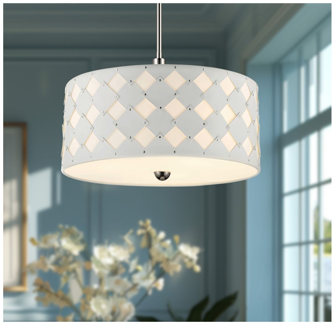 Image 2 George Kovacs Patchwork 3-Light Polished Nickel Pendant with Shade more views