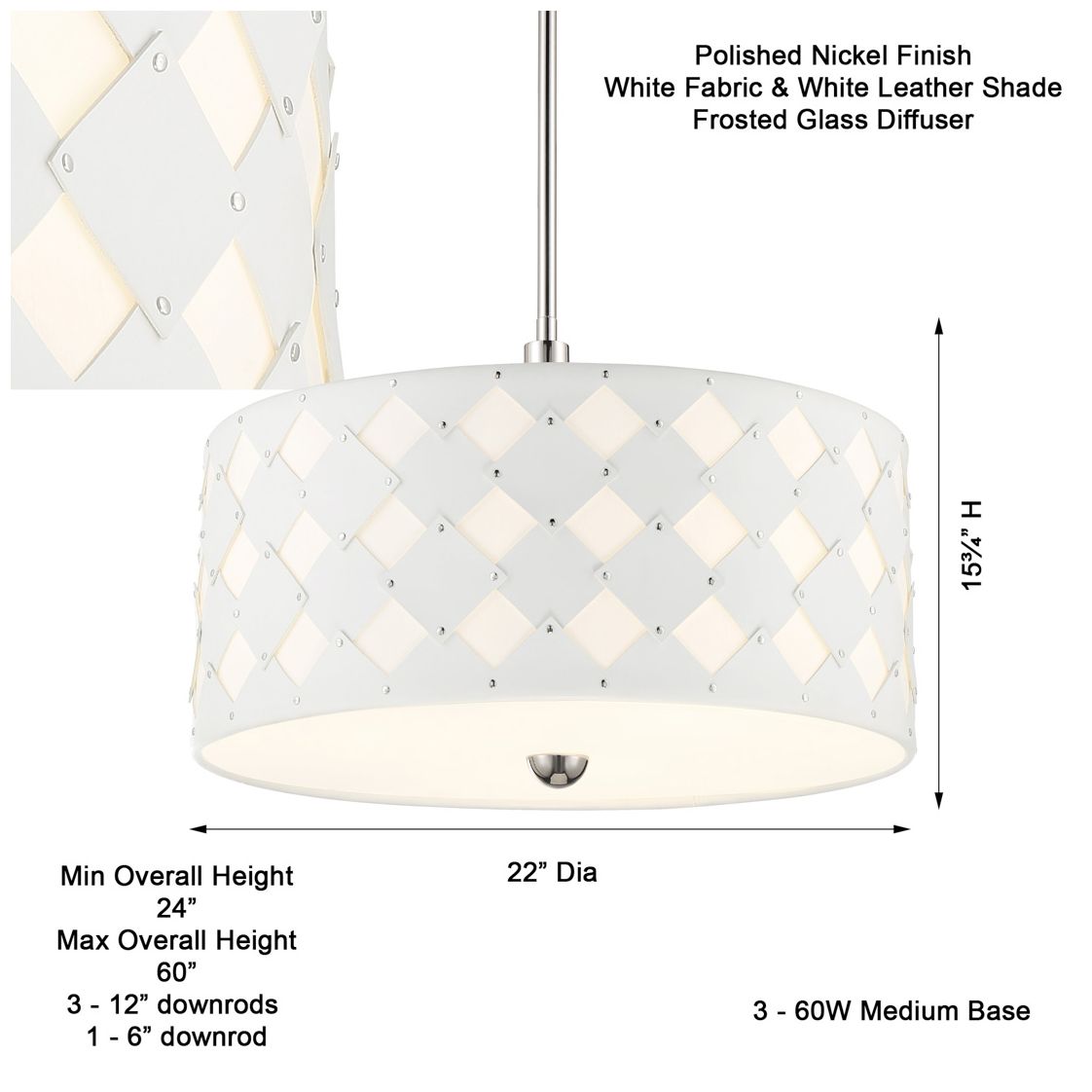 George Kovacs Patchwork 3-Light Polished Nickel Pendant with Shade