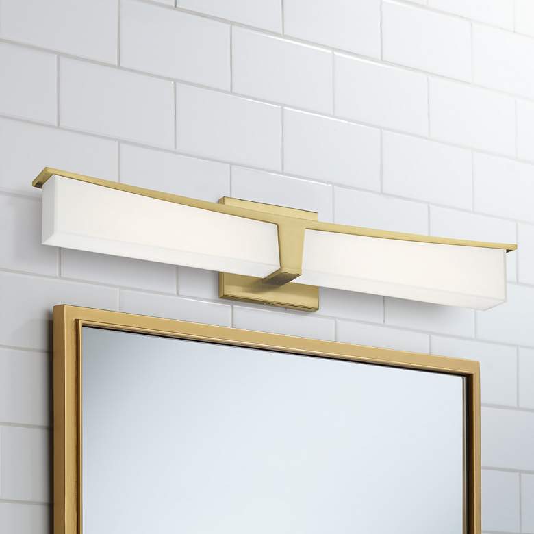Image 1 George Kovacs Plane 25" Wide Honey Gold LED Bath Light