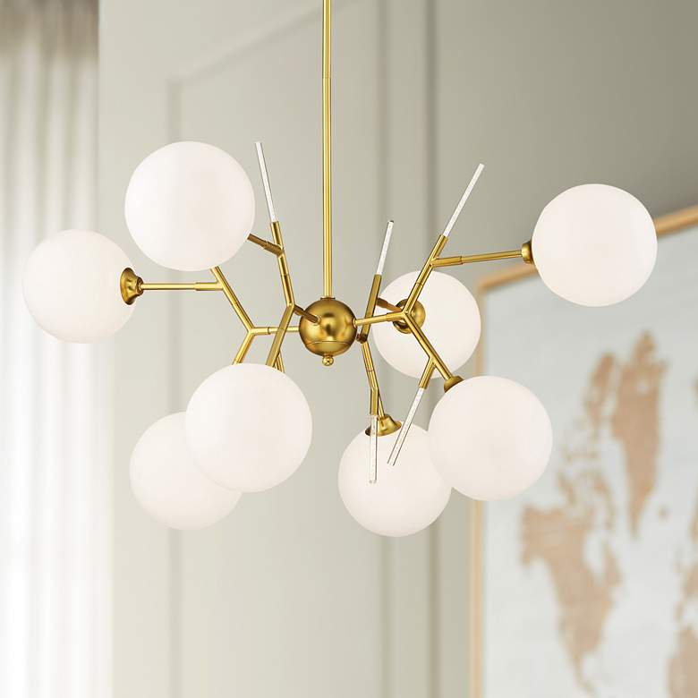 Image 1 George Kovacs Polares 36 inch Wide Honey Gold 8-Light Chandelier