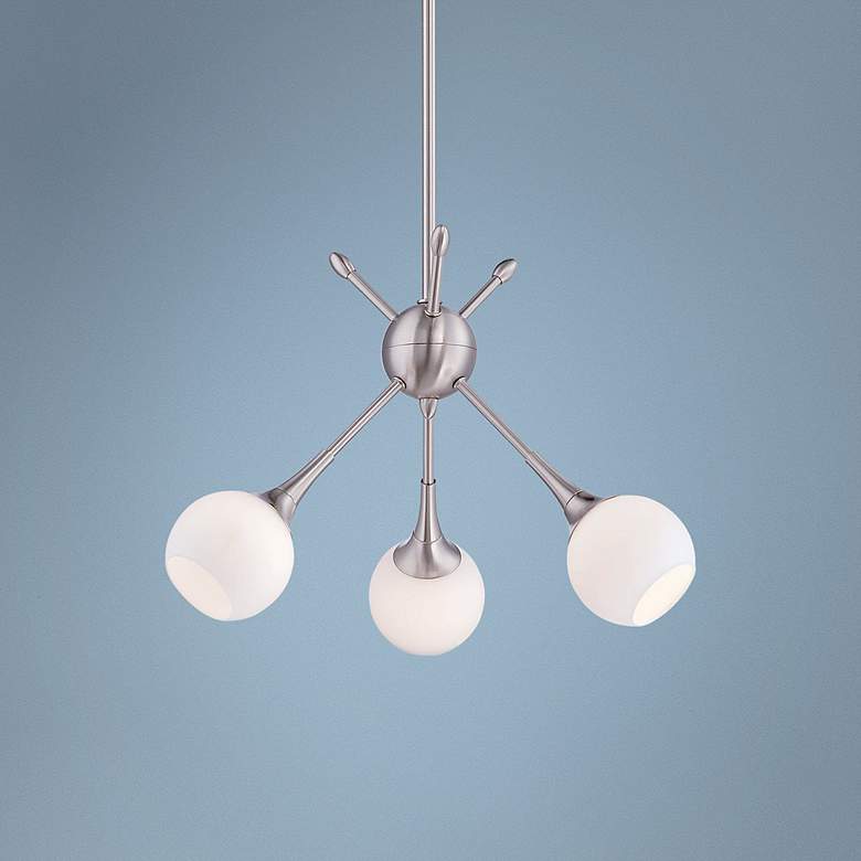 Image 1 George Kovacs Pontil 18 inch Wide Brushed Nickel Pendant