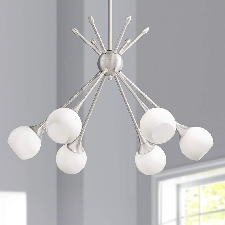 Image 1 George Kovacs Pontil 24" Wide Brushed Nickel Six Light Sputnik Pendant